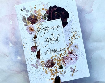 Carte de mariage | Or, carte en or rose, carte de calligraphie personnalisée Classic Gold | carte de mariage à message personnalisé | Carte d'anniversaire