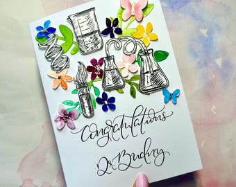 Science Graduation or Birthday Card – Congratulations Card for Scientist, Student or STEM Graduate – Science-Themed Greeting