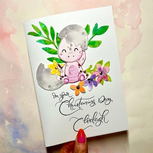 Personalisierte Babykarte zur Taufe | Baby Dinosaurier | benutzerdefinierte Babykarte | Baby Geschenk | Taufkarte | Neue Baby personalisierte Karte mit Baby Name