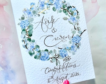 Engagement card with Couple names, date of wedding, Anniversary | Add personal message | made to order | personalised Irish Card