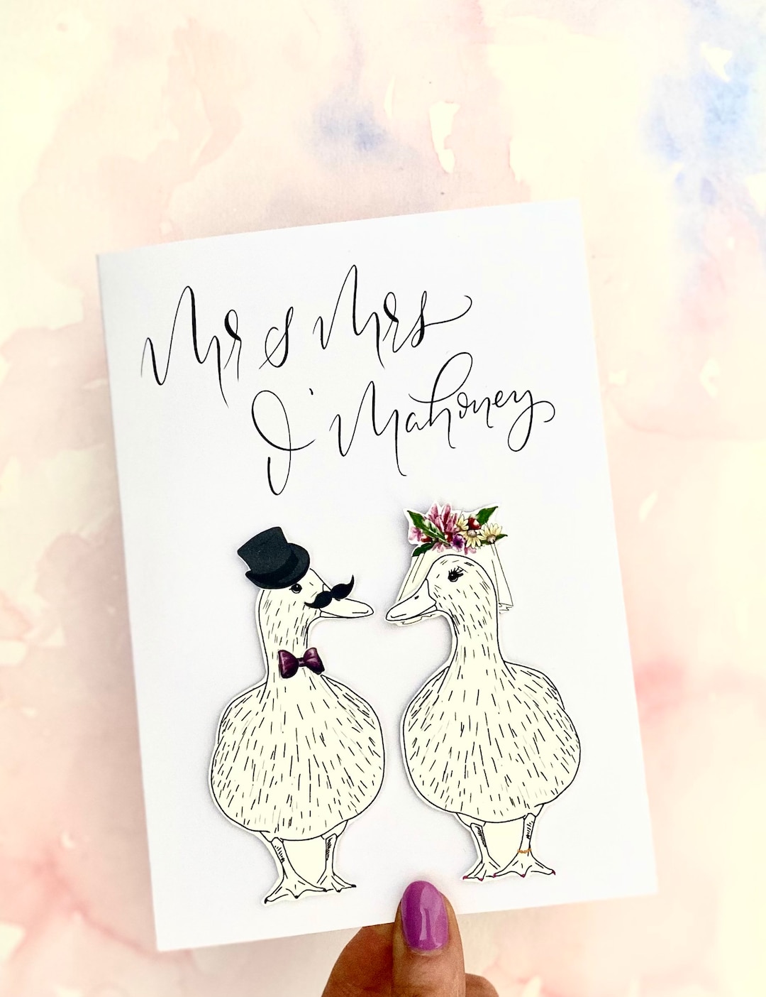 Personalisierte Enten Hochzeitskarte Niedliche Hochzeitskarte