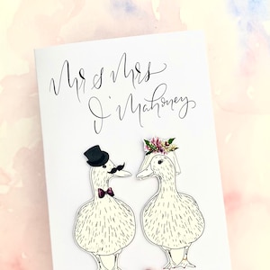Personalisierte Enten Hochzeitskarte | Niedliche Hochzeitskarte/Verlobungskarte | Paar Hochzeit Karte | Jubiläumskarte, Lustige Hochzeitskarte