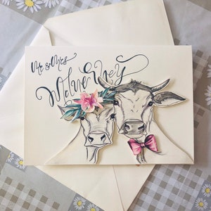 Personalised Novelty animal wedding / engagement card | Cow Wedding Card | Personalised Farmer Card | Bull and Cow wedding
