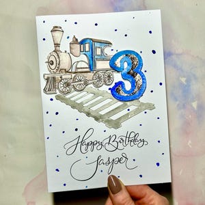 Tarjeta personalizada con diseño de tren para bebé / Regalo personalizado para bebé recién nacido / Regalo con monograma para bebé / Tarjeta personalizada con cualquier mensaje