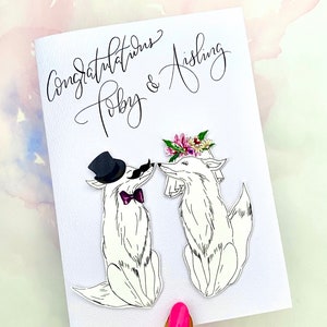 Carte de mariage personnalisée renard calligraphie | carte de mariage personnalisée | message personnalisé | Carte de mariage calligraphie