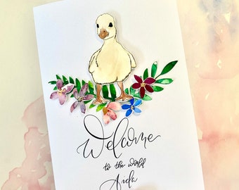 Personalised baby Card | Chick, Baby Duckling Personalised Calligraphy  | Personalised Calligraphy | personalised baby gift | Baby present