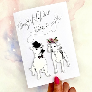 Gepersonaliseerde Terrier/Jack Russell-trouwkaart | Gepersonaliseerde kalligrafie | Aangepaste bestelling | Aangepast huwelijkscadeau | Trouwkaart voor honden