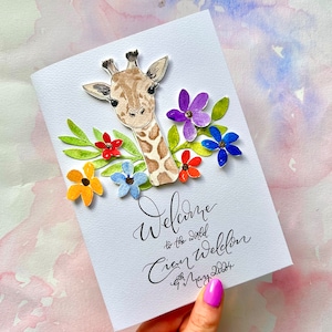 Tarjeta personalizada de jirafa bebé / Regalo para bebé / Animalito / Regalo para bebé / Regalo personalizado para bebé / Regalo personalizado para bebé