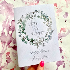 Couple wedding card, calligraphy message Irish card made to order, gold wedding card, irish etsy shop, local etsy, couple names