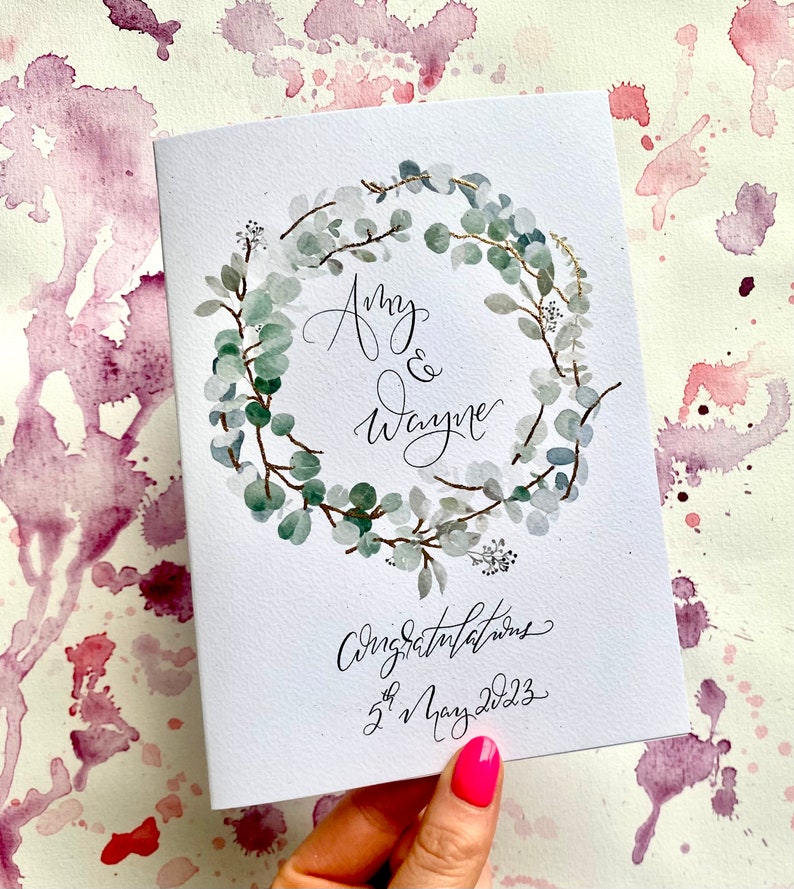 Couple wedding card, calligraphy message Irish card made to order, gold wedding card, irish etsy shop, local etsy, couple names