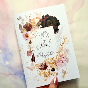 Cartão de casamento | dourado, cartão de ouro rosa, caligrafia personalizada cartão comemorativo | cartão de casamento personalizado com mensagem | Cartão de aniversário