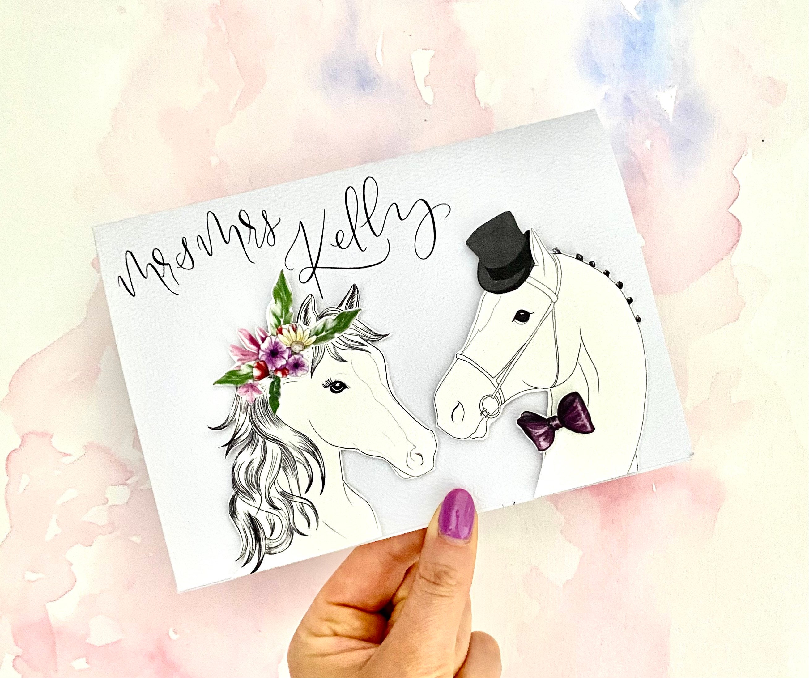 Personalised/custom Horse Wedding Card Horse Lover Custom - Etsy