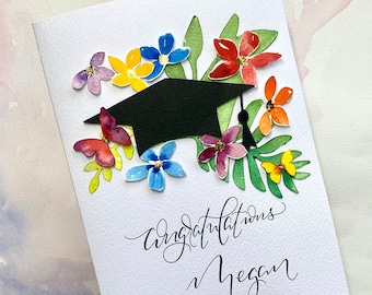 Tarjeta de graduación personalizada / Regalo de graduación / Tarjeta de graduación personalizada / PHD/Colegio/universidad/maestría Tarjeta de felicitación / Caligrafía