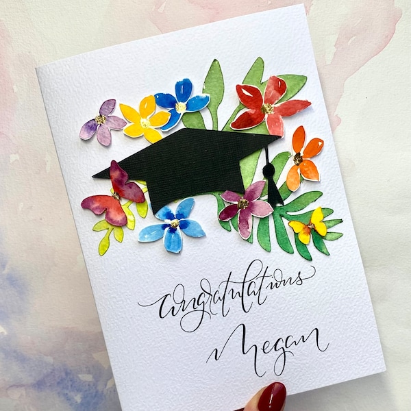 Personalised Graduation Card | Graduation Gift | personalised Grad Card | PHD/College/university/masters Congratulations Card | Calligraphy