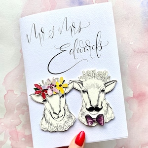 Personalised Sheep farm animal Wedding Card | Sheep Farmer Wedding Card | Custom Animal Card | Farmer themed