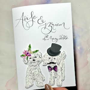 Toy Poodle personalised Dog wedding | Dog Engagement Card | Personalised Calligraphy | Custom Order | Anniversary Card