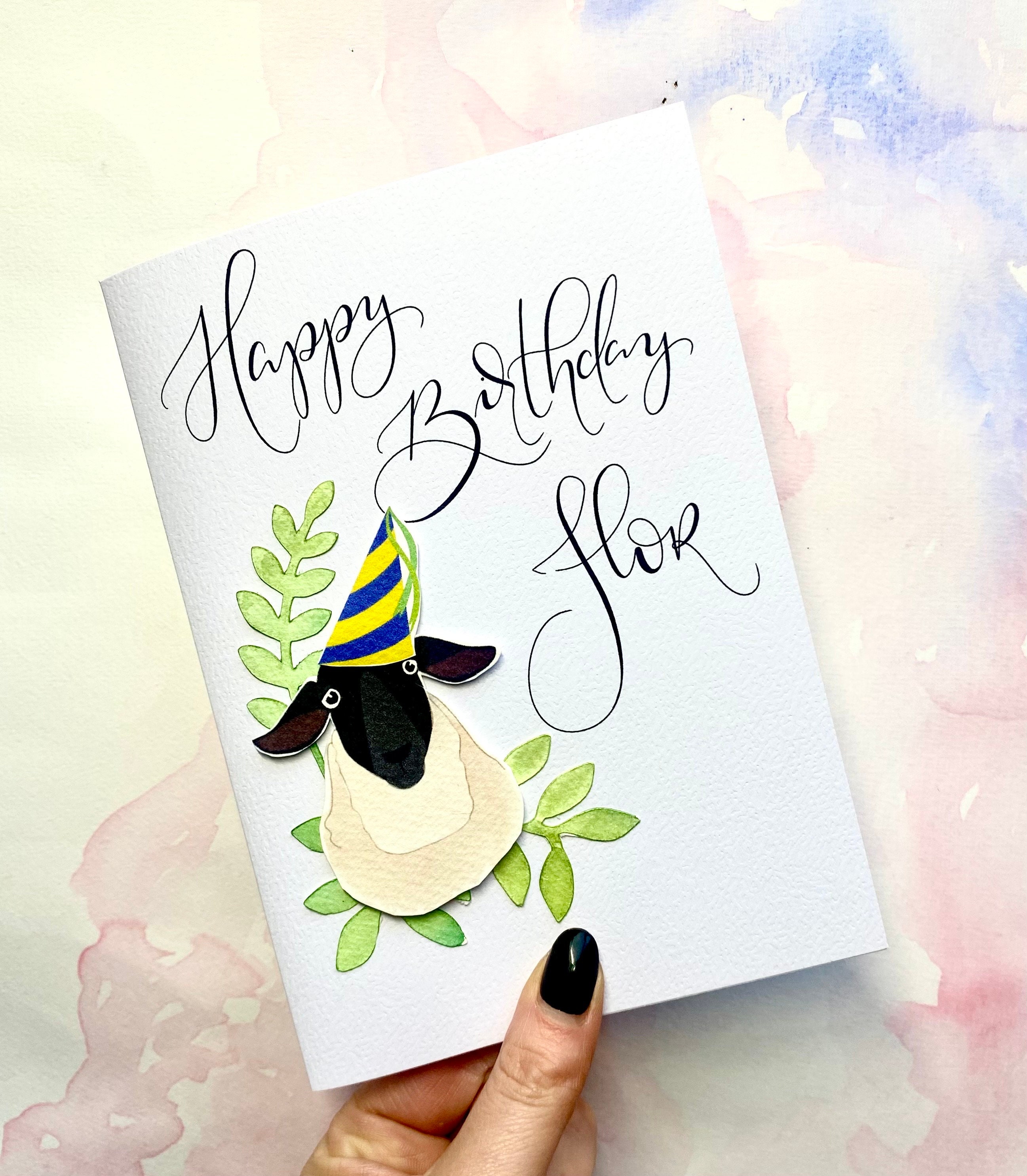 Sheep Birthday card for farmer | sheep Farmer Birthday Card | personalised calligraphy Card | custom message optional | Birthday Card