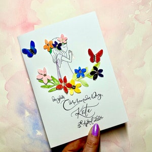 Kommunion/Konfirmation Mädchen Karte | Heilige, Kirche personalisierte Mädchen / Mädchen Kommunion Karte | benutzerdefinierte Kommunion Karte | Personalisierte Grußkarte