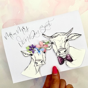 calligraphy german cow wedding card