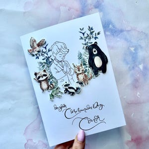 Communion/Confirmation Boy Card | holy, church Personalised communion card  | custom card with animals, wood animals | Custom message card