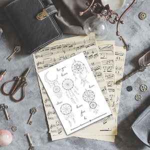Arkusz naklejek do Bullet Journal i notesu podróżniczego - łapacz snów