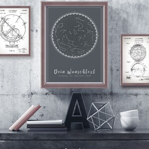 elegantes Sternenhimmel-Poster A4 mit farbigem Hintergrund und deinem Wunschtext