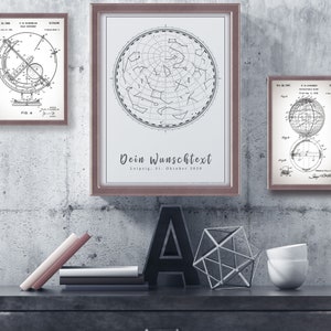 elegantes Sternenhimmel-Poster A4 mit weißen Hintergrund und deinem Wunschtext
