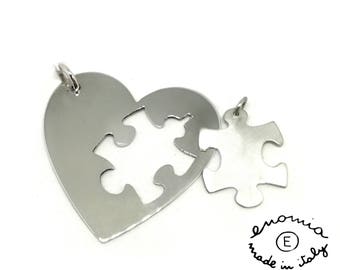 Heart pendant with Puzzle in silver