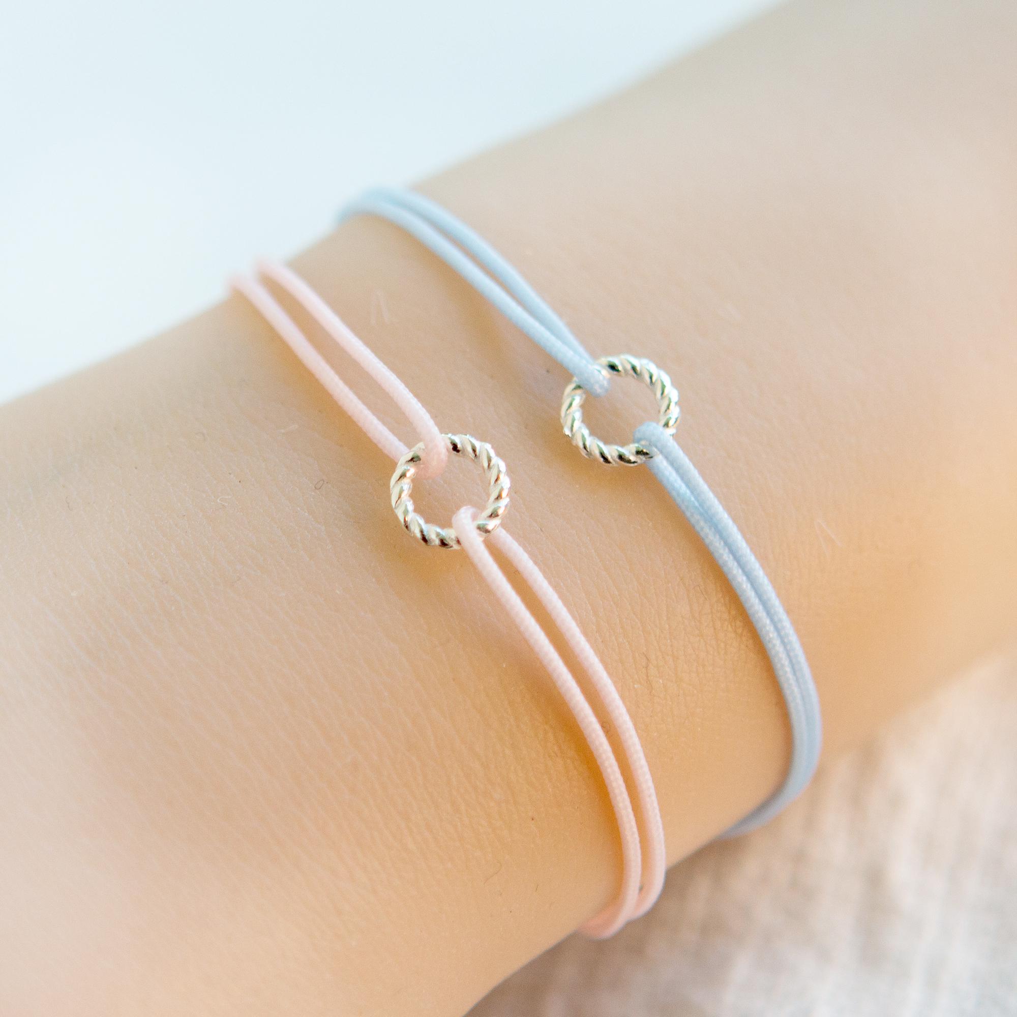 925 Sterling Silver or Gold Karma Circle String Bracelet