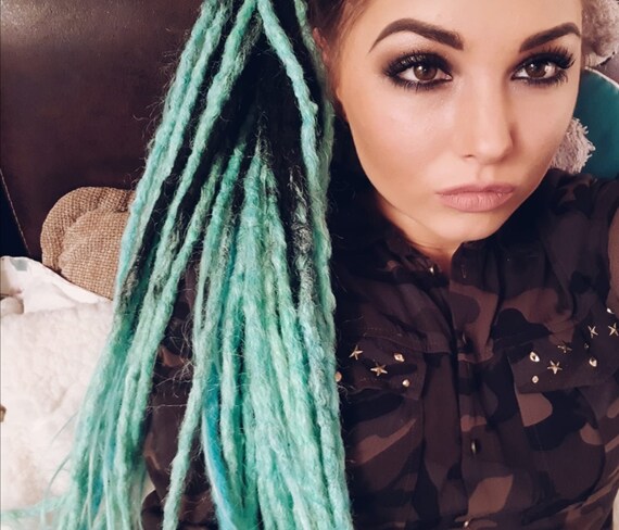 Turquoise Ombre Thin Synthetic Double Single Ended Dreads Etsy