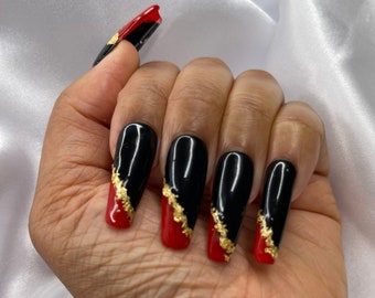 Red Nail Designs - Etsy Red Nail Designs - Etsy