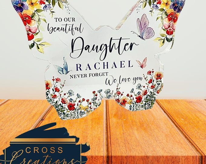 Personalized Acrylic Butterfly Keepsake - Floral Design