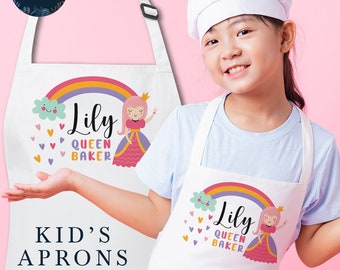 Queen Baker | Kid's Apron | Rainbow Hearts Princess