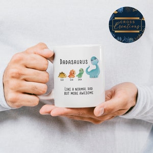 Dadasaurus Dad gift | Personalised Mug | Christmas present for dads | Fathers Day | Fathers Birthday | Dinosaur Mug |  Best Dad Mug