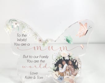 Personalized Acrylic Butterfly Keepsake – Freestanding Photo Display