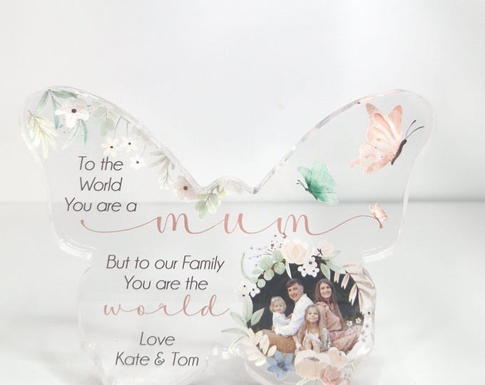 Personalized Acrylic Butterfly Keepsake – Freestanding Photo Display