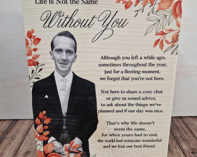 Memorial Photo Block - Wooden Keepsake – Personalised Remembrance Gift
