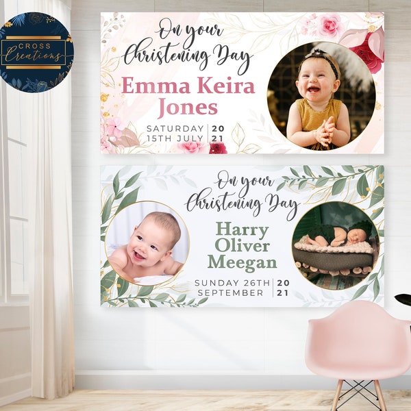 Personalised Christening Banner, Custom Banner, Baptism Banner, Personalised Sign, Christening Decorations, Christening Sign, Party Décor