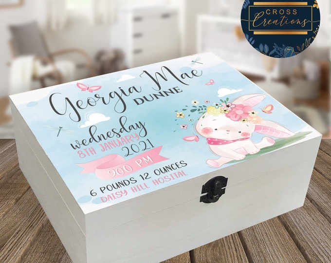 Baby Keepsake Box - Watercolour Bunny