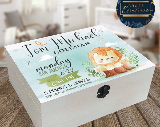 Baby Keepsake Box - Watercolour Lion