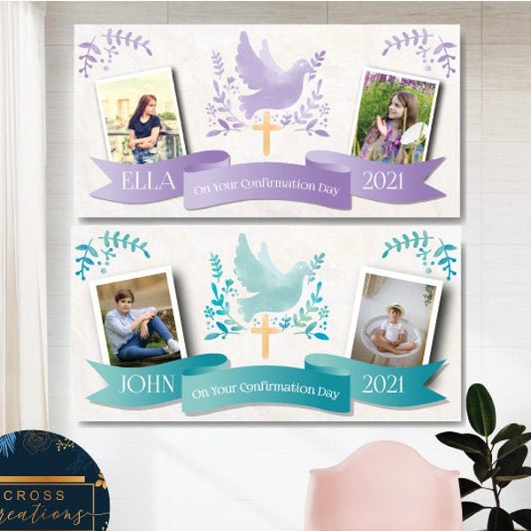 Personalised Confirmation Banner, Custom Name Banner, Holy Communion Banner, Christening Banner, Personalised Decorations