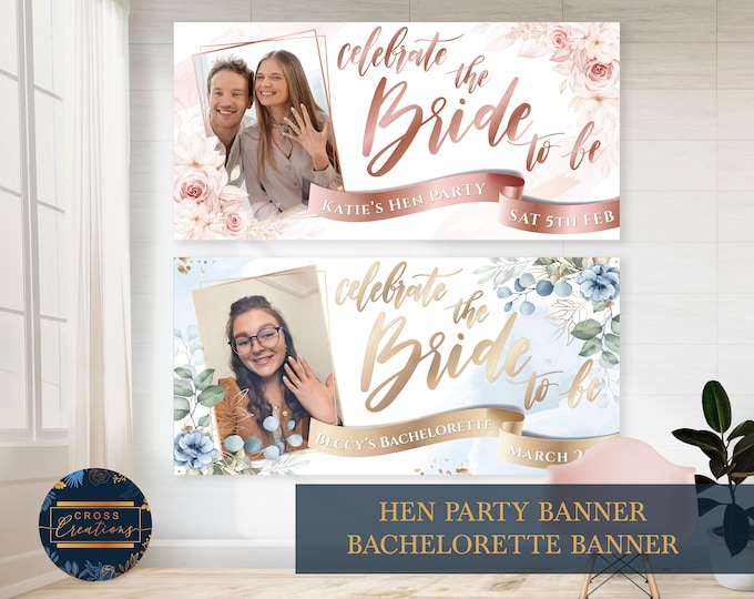 Personalized Floral Bachelorette Banner, Hen Party Decor