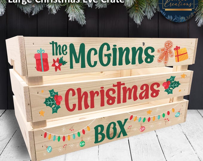 Personalised Wooden Christmas Eve Crates | Large & Small