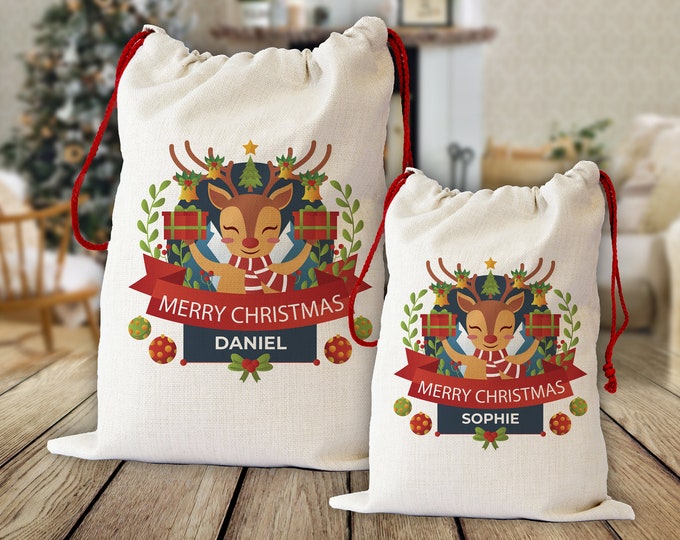 Reindeer | Personalised Santa Sack | Large & Small