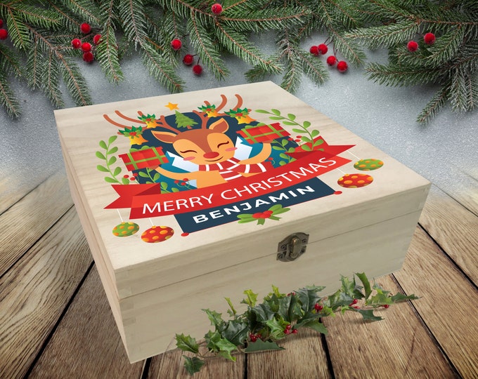 Reindeer - Snowman - Santa | Personalised Wooden Christmas Eve Box