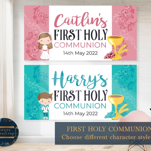 Personalised First Holy Communion Banner, Custom First Holy Communion Banner, First Holy Communion Sign, First Holy Communion Decorations