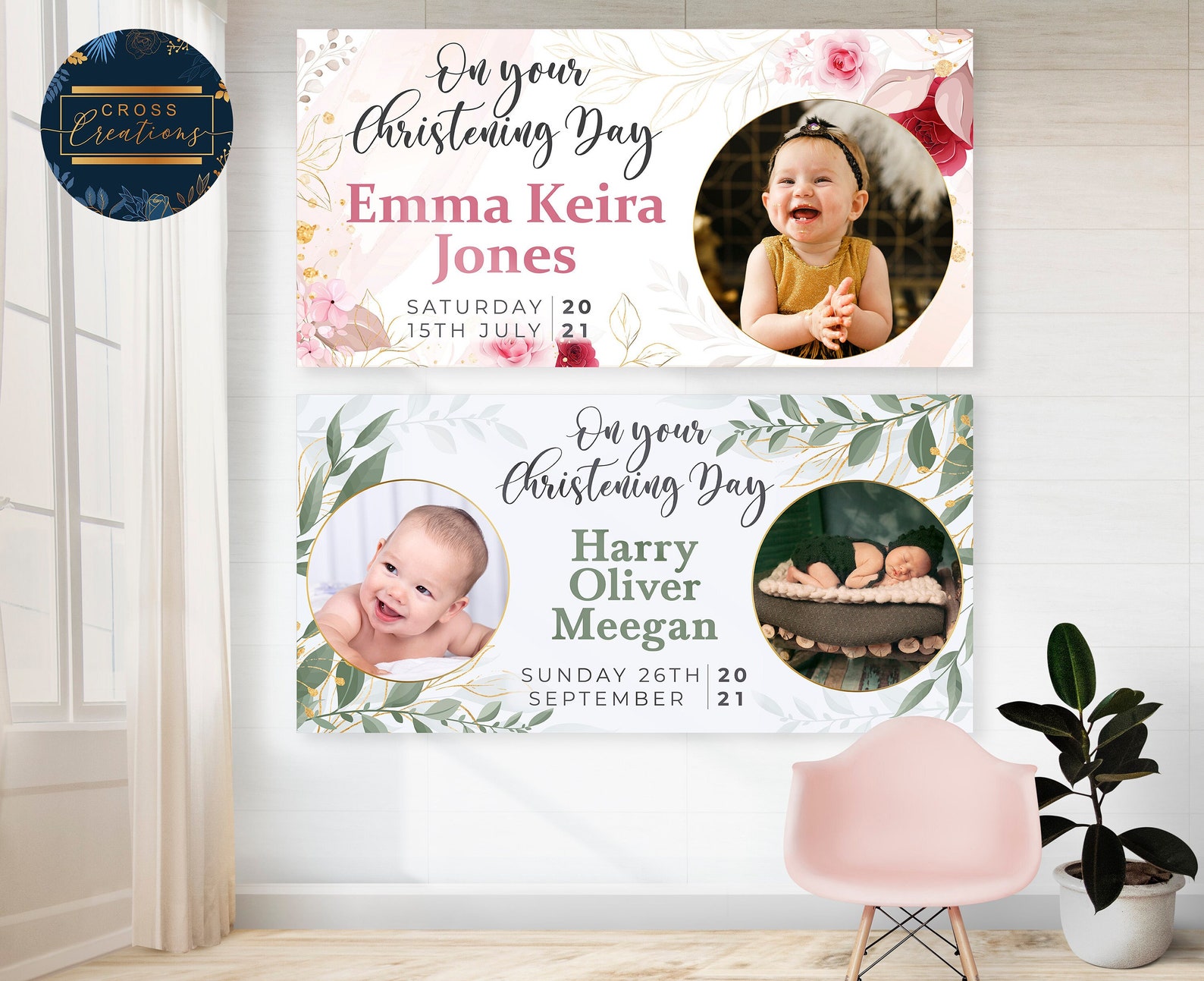 Personalised Christening Banner Custom Banner Baptism Etsy