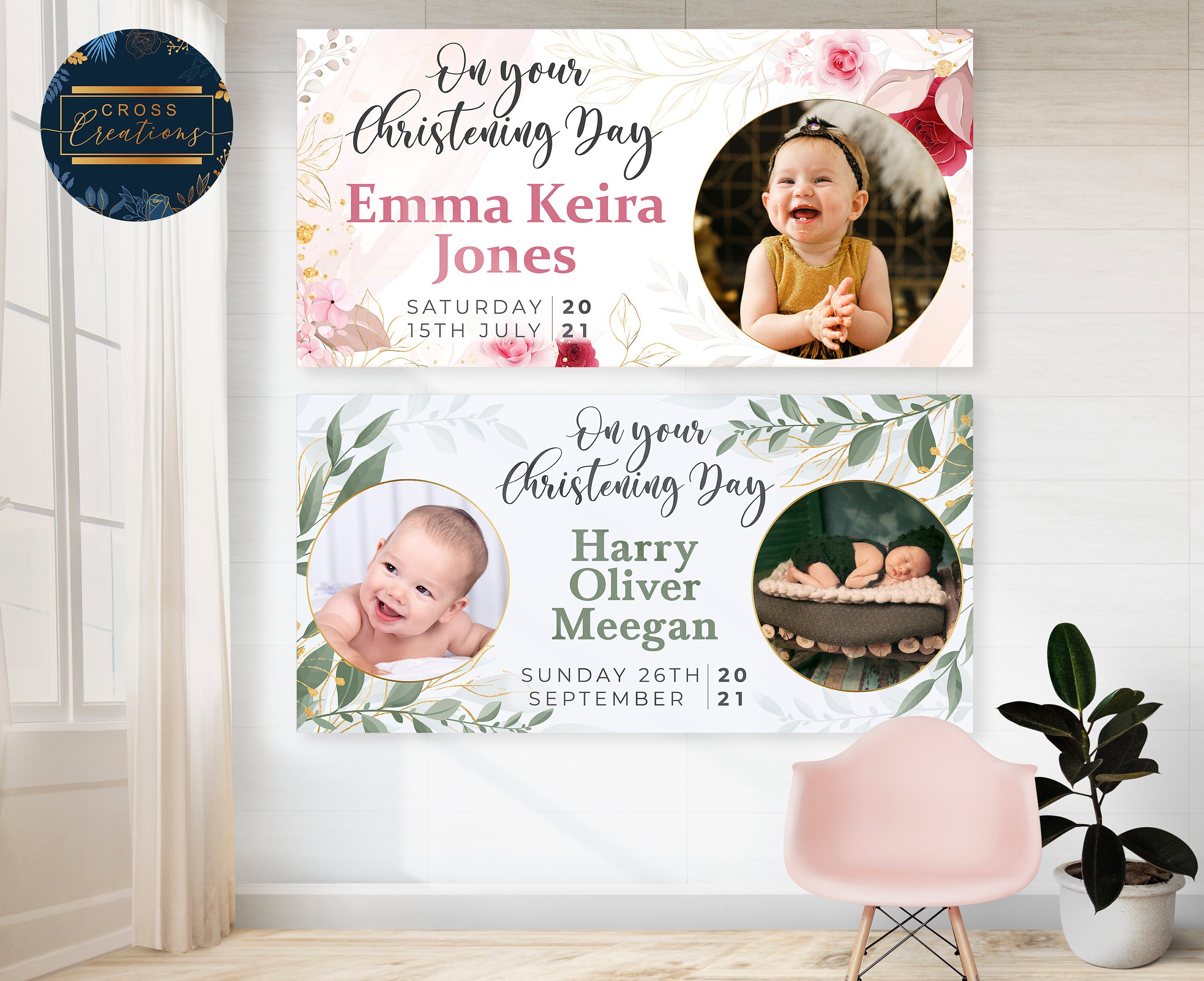 Personalised Christening Banner Custom Banner Baptism Etsy