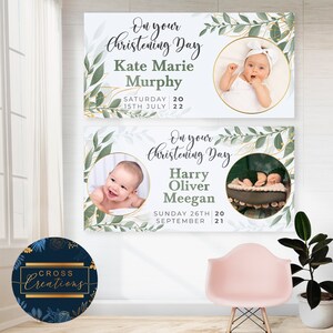 Personalised Christening Banner, Custom Banner, Baptism Banner, Personalised Sign, Christening Decorations, Christening Sign, Party Décor image 3