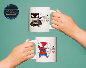 Superhero Father Mug | Personalised Mug | Travel Mug | Fathers Day | Fathers Birthday